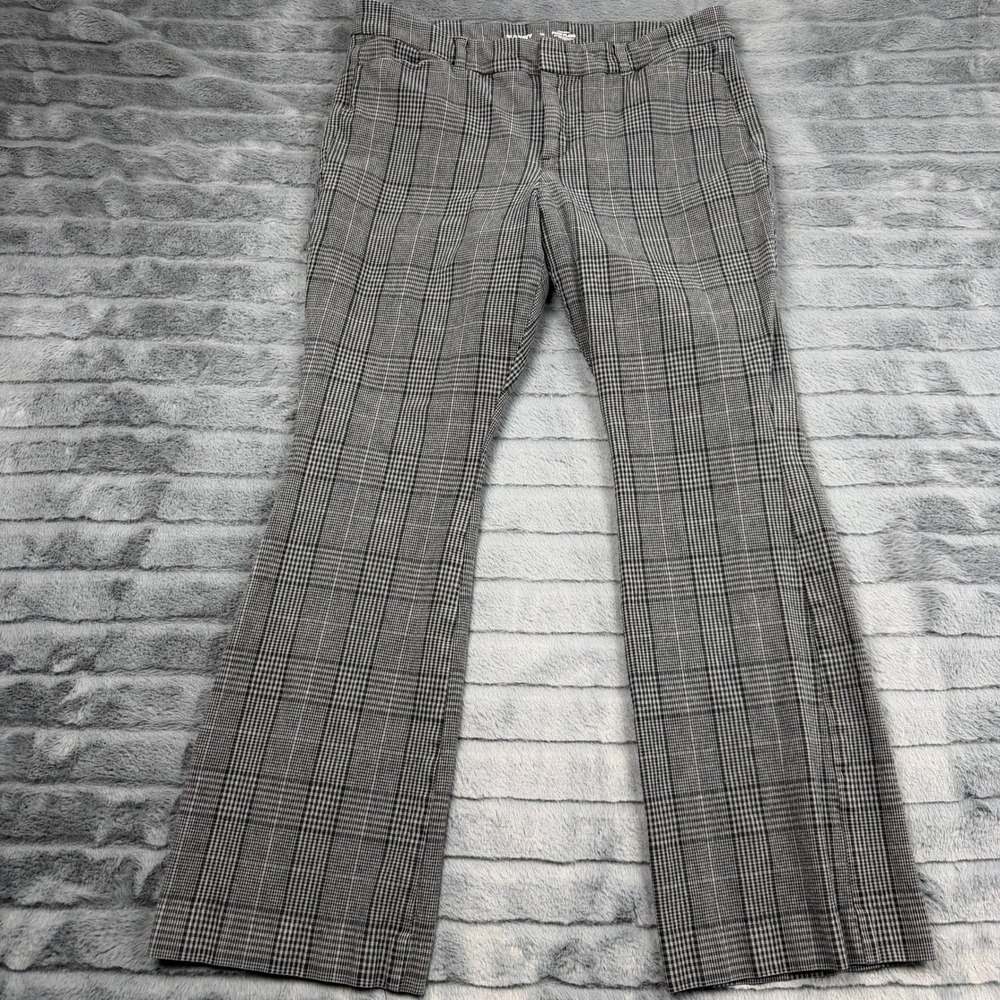 Old Navy Womens High Rise Pixie Flare Plaid Pants Black White Check Size 14